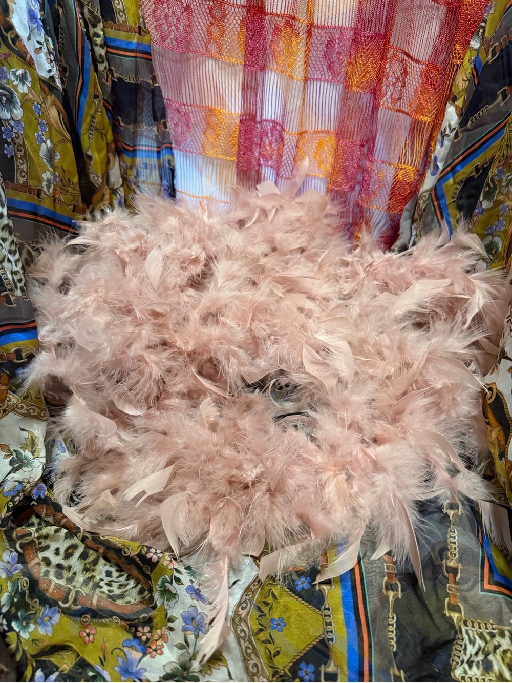Feather Boa Scarf in Blush Pink